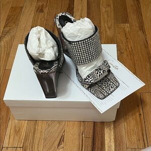 Camilla Black and White Rhinestone Heels